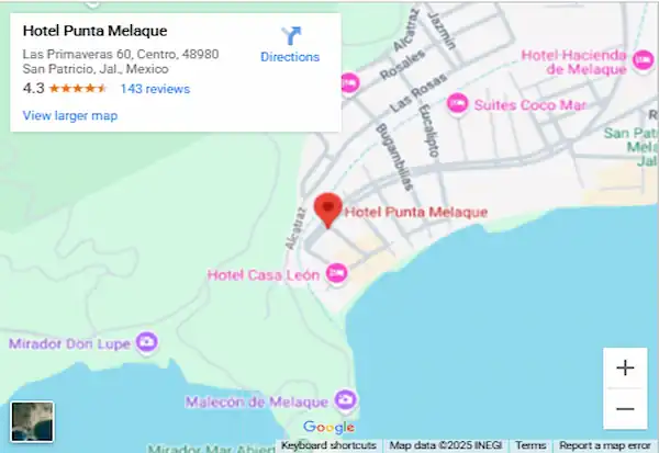 Mapa y Ubicación de Hotel Punta Melaque Jalisco México