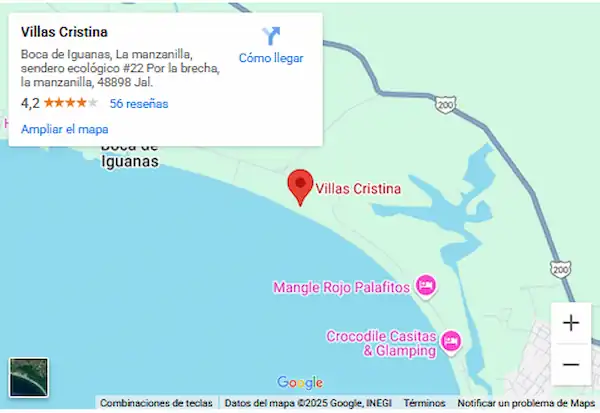 Ubicación y Mapa de Villas Cristina zen Levite La Manzanilla Jalisco, México